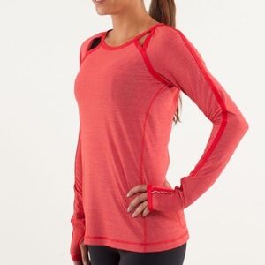 Lululemon Running Team Spirit Long Sleeve Top with Thumb Holes Red Size 4